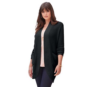 Roaman's Women's Plus Size Waffle Cardigan