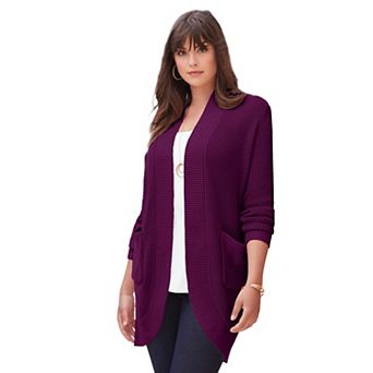 Roaman's Women's Plus Size Waffle Cardigan