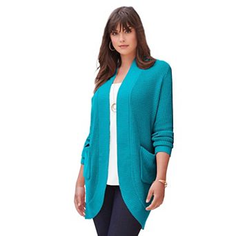 Roaman's Women's Plus Size Waffle Cardigan