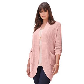 Roaman's Women's Plus Size Waffle Cardigan