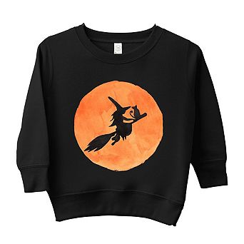 Watercolor Witch On Broom Toddler Graphic Sweatshirt