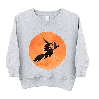 Watercolor Witch On Broom Toddler Graphic Sweatshirt