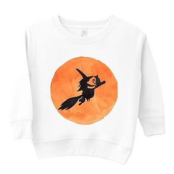 Watercolor Witch On Broom Toddler Graphic Sweatshirt