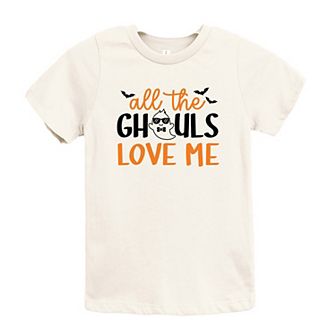 All The Ghouls Love Me Bats Toddler Short Sleeve Graphic Tee
