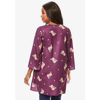 Roaman's Women's Plus Size Embellished V-neck Tunic