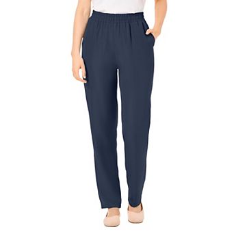 Woman Within Plus Size Tall Woven Hassle-Free Pull-On Pants