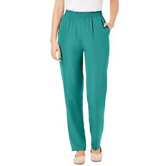 Woman Within Plus Size Tall Woven Hassle-Free Pull-On Pants