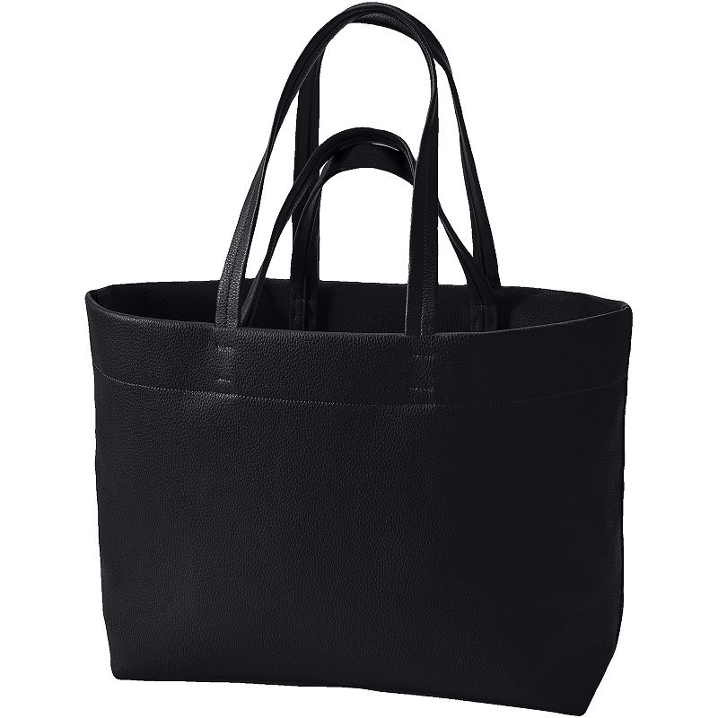 Lands' End Faux Leather Tote Bag, Black