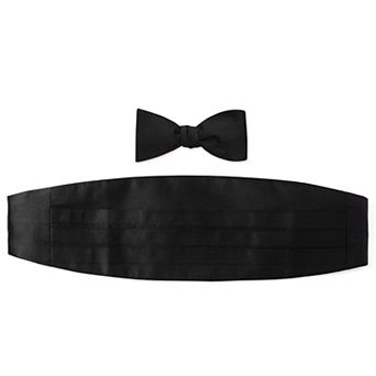 Black Silk Cummerbund And Bowtie Set