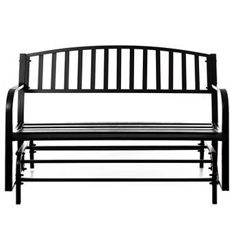 Gardenised Outdoor Steel Swing, Powder Coated Glider Bench, Loveseat