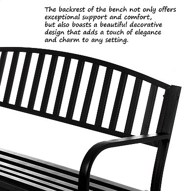 Gardenised Outdoor Steel Swing, Powder Coated Glider Bench, Loveseat