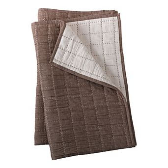 Lands' End Essential Cotton Windowpane Reversible Bed Blanket