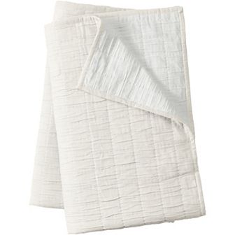 Lands' End Essential Cotton Windowpane Reversible Bed Blanket
