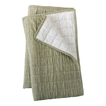 Lands' End Essential Cotton Windowpane Reversible Bed Blanket