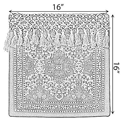 Handwoven Cotton Throw Pillow Cover with Traditional Pattern and Tasseled Top with Filler