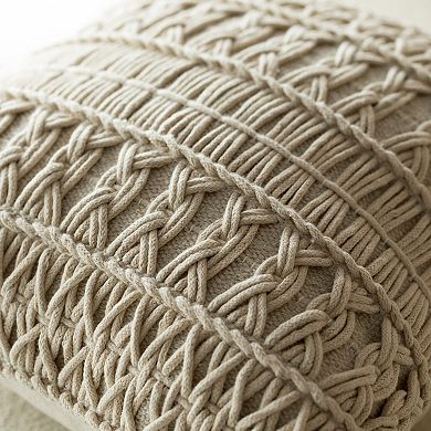 Handwoven Cotton Throw Pillow Cover with Layered Random String Pattern with Filler