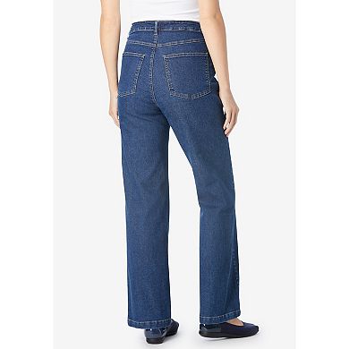 Woman Within Plus Size Tall Wide-Leg Stretch Denim Jean