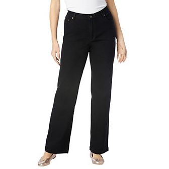 Woman Within Plus Size Stretch Denim Wide-Leg Five-Pocket Jeans
