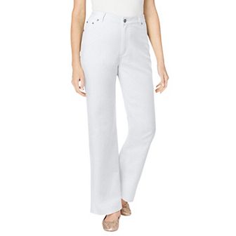 Woman Within Plus Size Stretch Denim Wide-Leg Five-Pocket Jeans