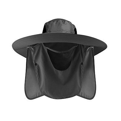 Wide Brim Sun Hat With Neck Flap Uv Protection