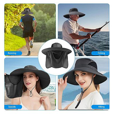 Chapeau De Soleil SJTJSPX - UPF 50+, Bord Large, Pliable - Unisexe Pour Plage, Pêche, Jardin - Taille Réglable