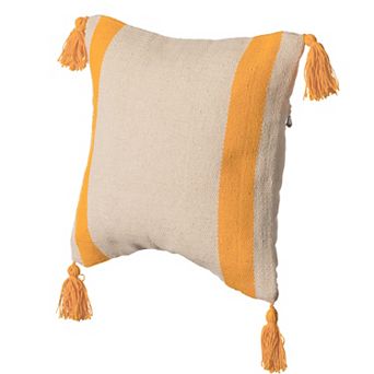 Handwoven Cotton Throw Pillow Cover with Side Stripes with Filler