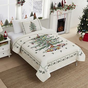 Spode Christmas Tree Print Quilt Set