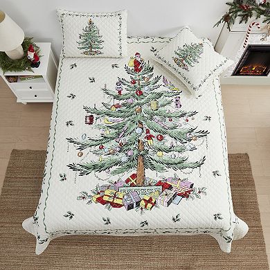 Spode Christmas Tree Print Quilt Set
