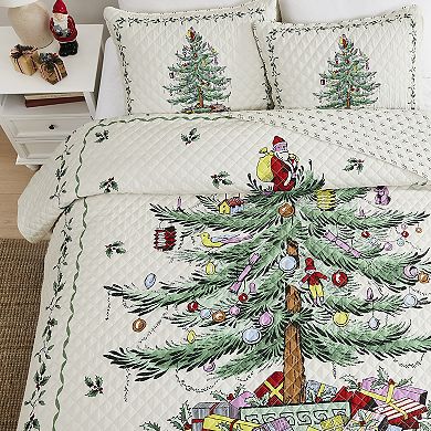 Spode Christmas Tree Print Quilt Set