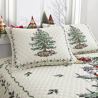 Spode Christmas Tree Print Quilt Set