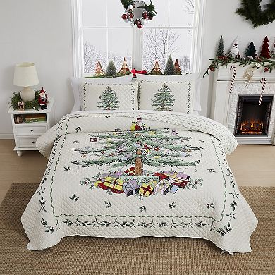 Spode Christmas Tree Print Quilt Set