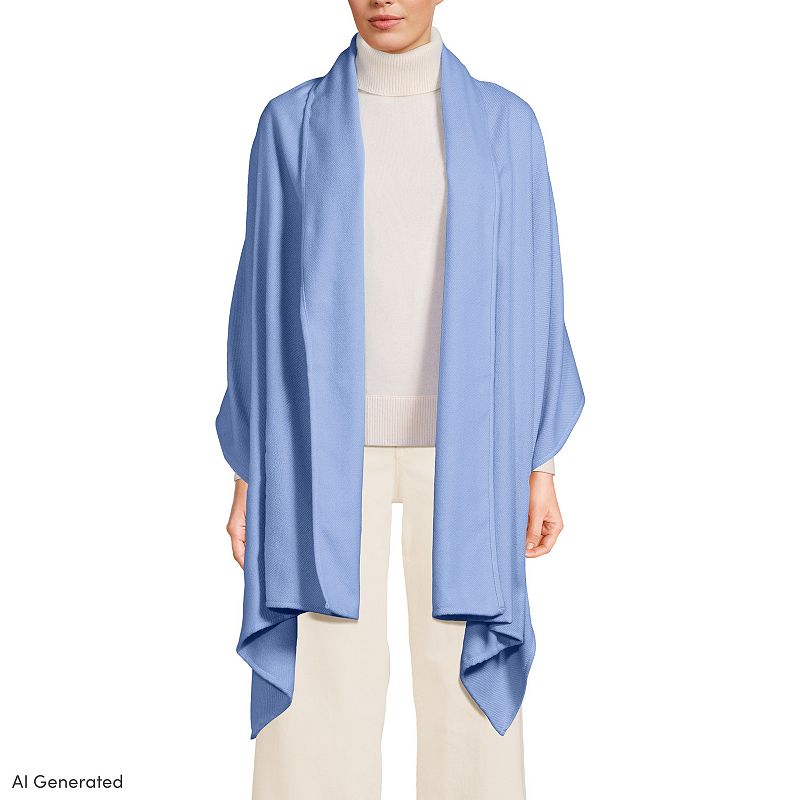 Women's Lands' End CashTouch Shawl Wrap, Clear Blue