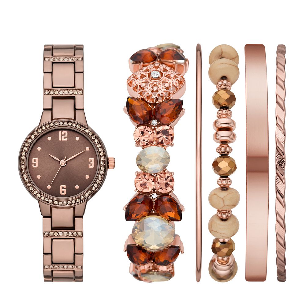 Folio Women's Stackable Brown Sunray Watch Set