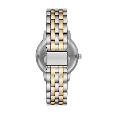Folio Women's Two Tone Watch & Simulated Pearl Bracelet Set