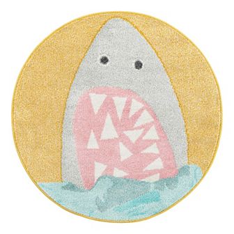 Unique Loom Sharks Whimsy Kids Throw or Area Rug