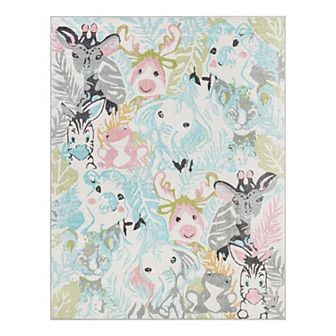 Unique Loom Peekaboo Whimsy Kids Throw or Area Rug