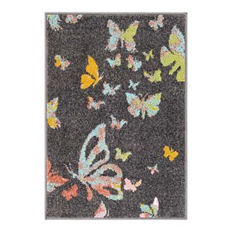 Unique Loom Butterflies Whimsy Kids Throw or Area Rug