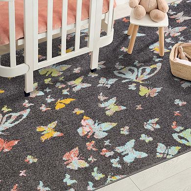 Unique Loom Butterflies Whimsy Kids Throw or Area Rug