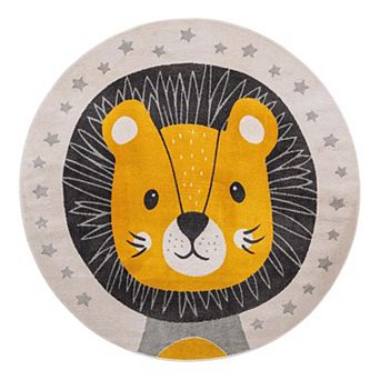 Unique Loom Friendly Lion Whimsy Kids Throw or Area Rug