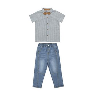 Baby and Toddler Boy Little Lad 2 pc Short Sleeve Shirt & Pant Set