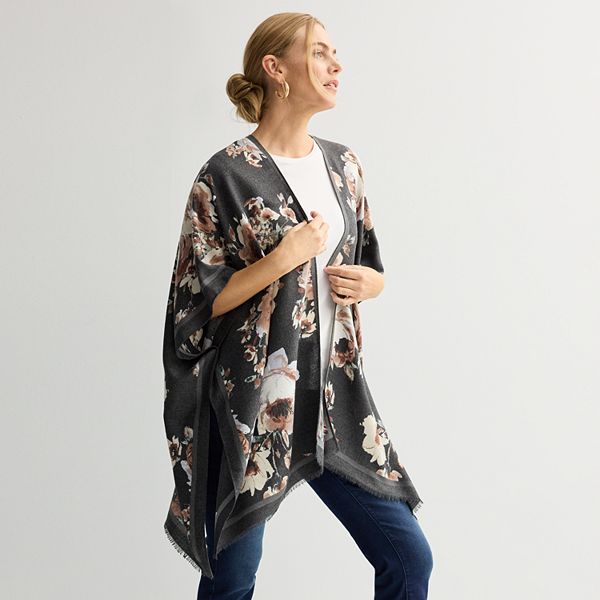 Women's Nine West Brushed Floral Printed Softy Topper - Black