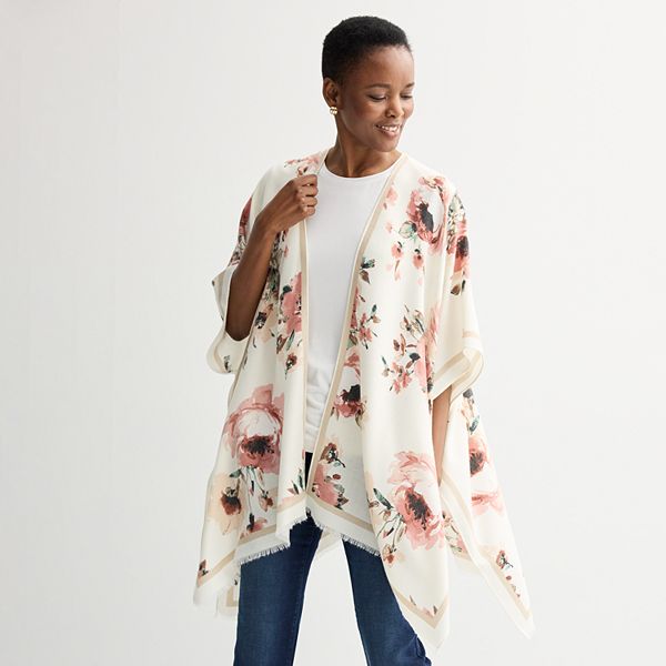 Women's Nine West Brushed Floral Printed Softy Topper - Ivory Neutral