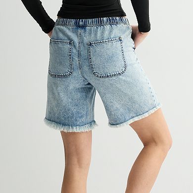 Juniors' Project Indigo Drawstring Destructed Jean Shorts