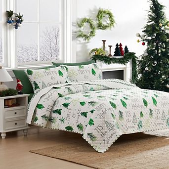 Avanti Christmas Trees Quilt Set with Shams