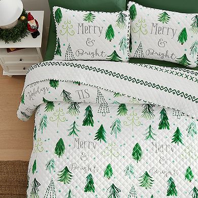 Avanti Christmas Trees Quilt Set with Shams
