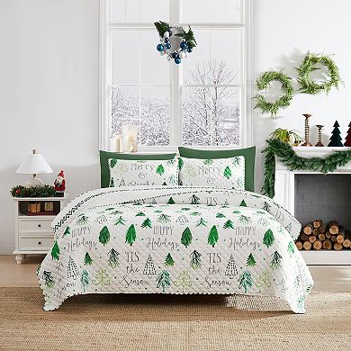 Avanti Christmas Trees Quilt Set with Shams