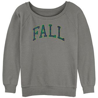 Juniors' Fall Plaid Font Graphic Pullover