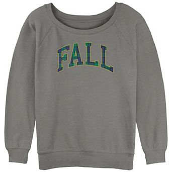 Juniors' Fall Plaid Font Graphic Pullover