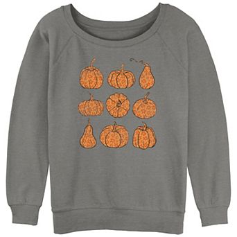 Juniors' Floral Print Pumpkins Graphic Pullover