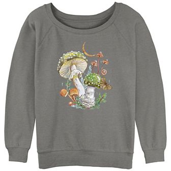 Juniors' Fall Mushroom Scene Graphic Pullover